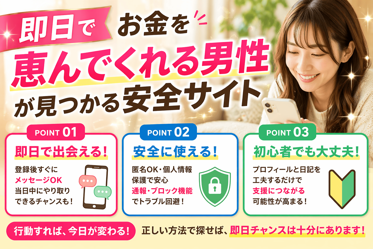 即日でお金を恵んでくれる男性が見つかる安全サイト